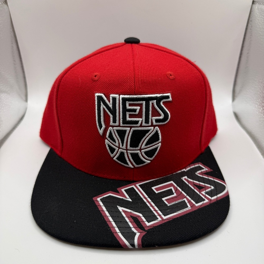 Mitchell & Ness New Jersey Nets Snapback Hat Red Black NBA Original Fit Cap